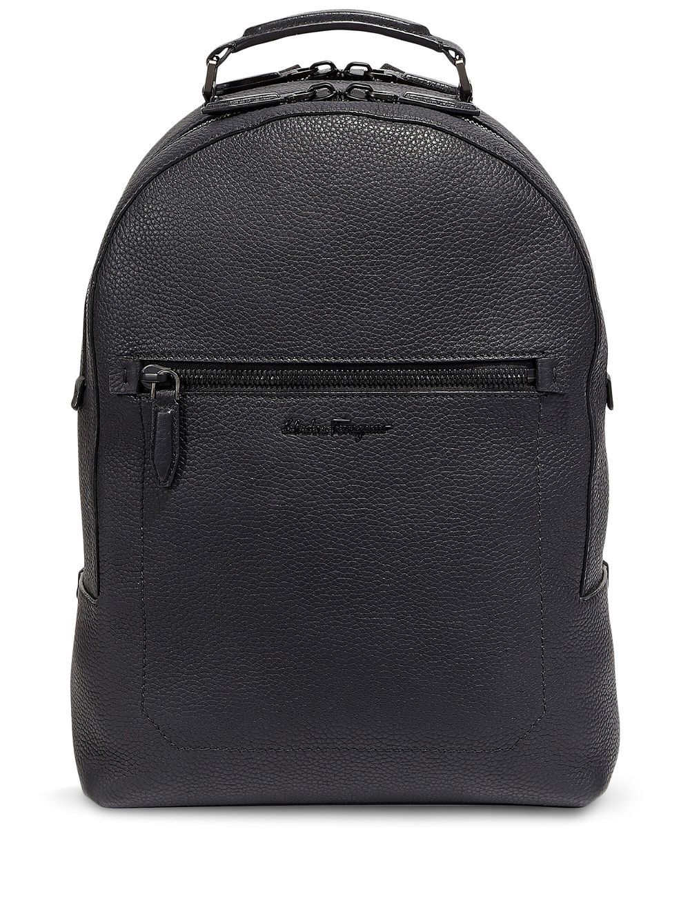 Shop Ferragamo Embroidered Logo Backpack In Black