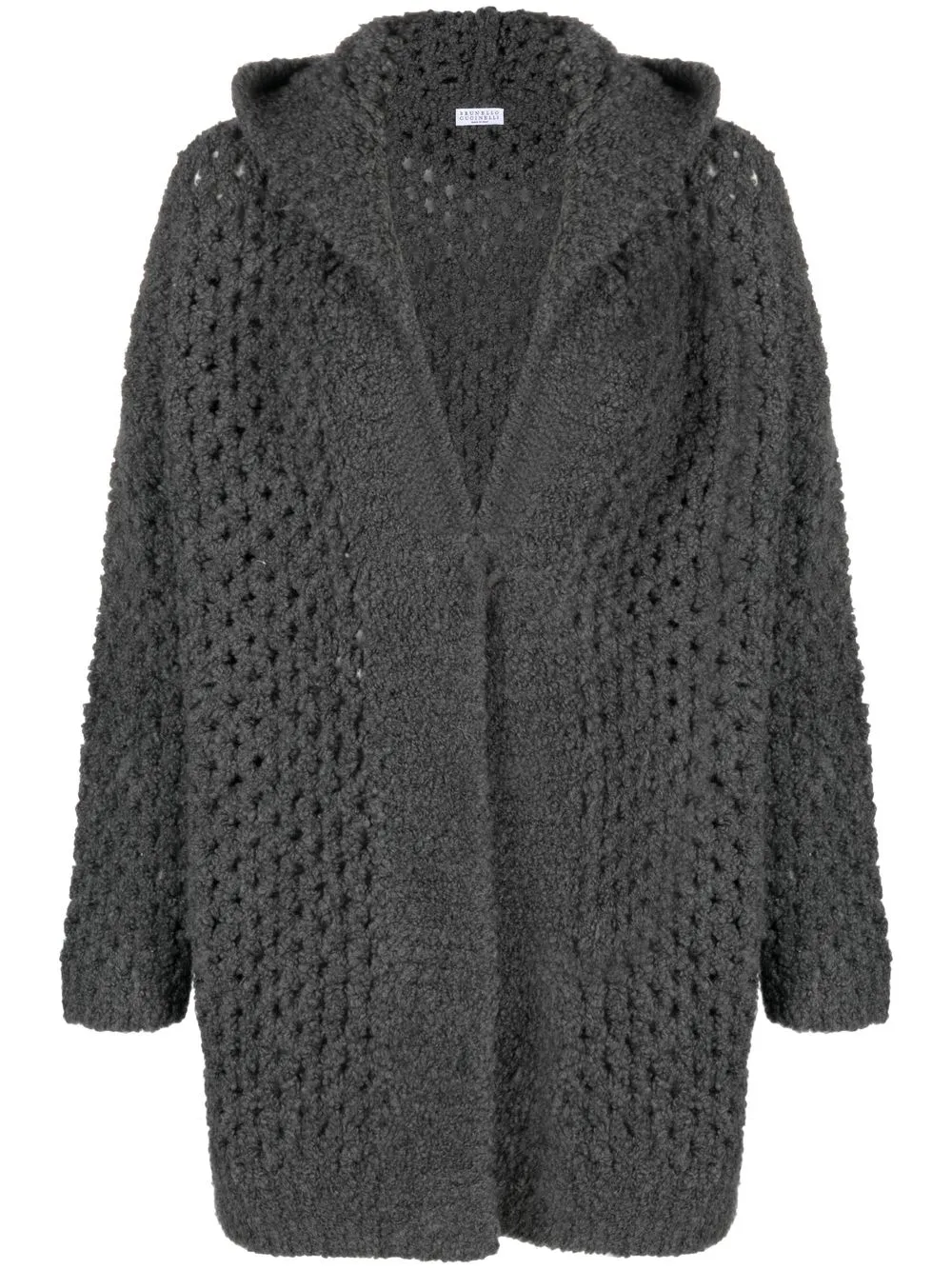 

Brunello Cucinelli cárdigan de tejido flojo con capucha - Gris