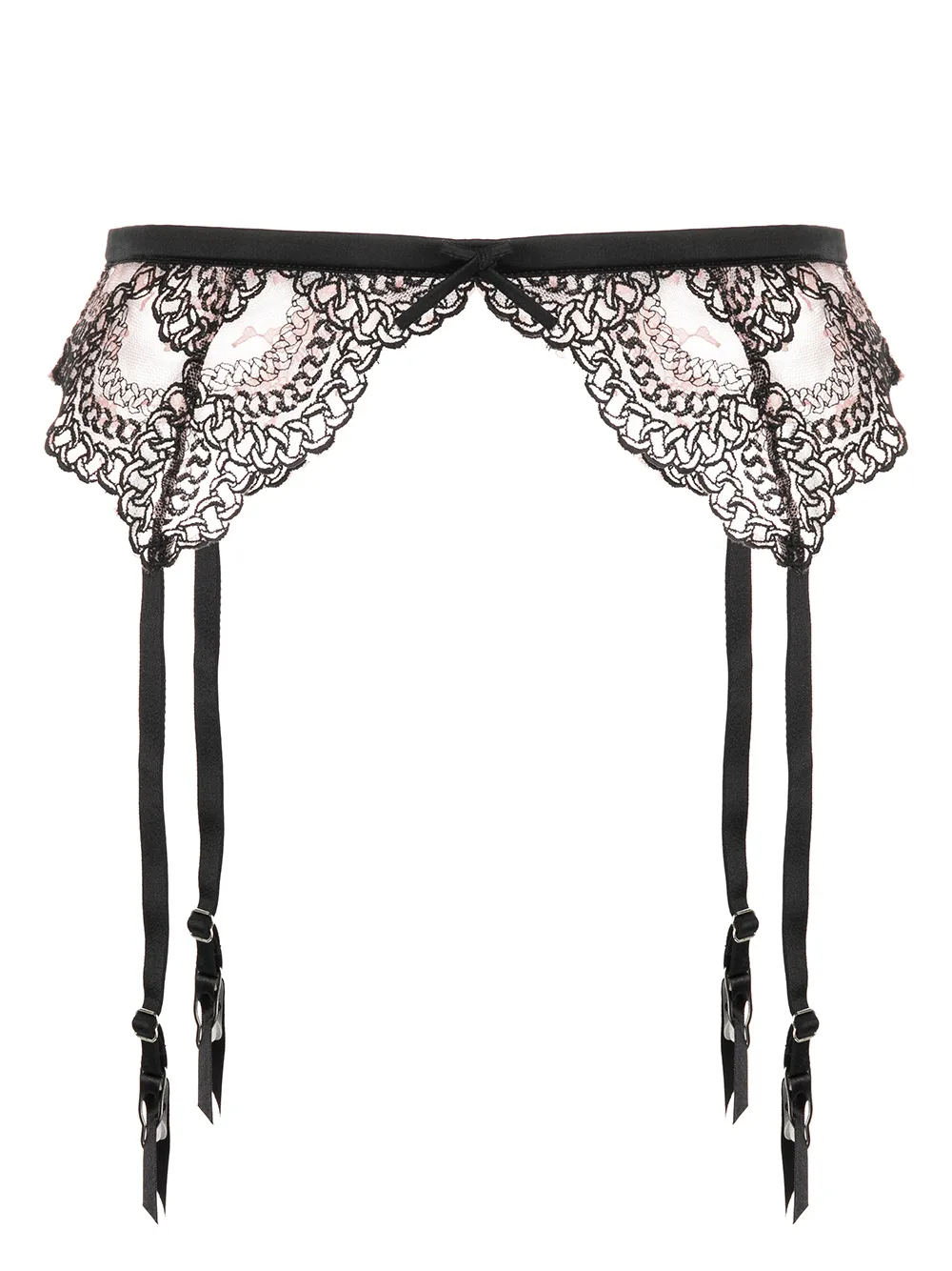 Fleur Du Mal Chain-embroidered Garters In Black