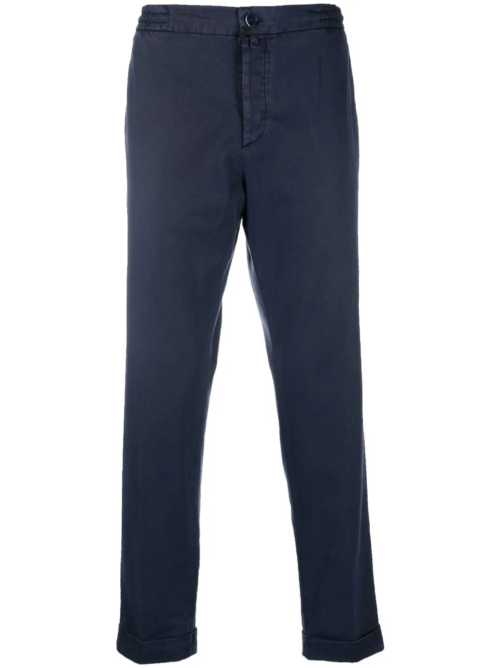 

Kiton logo-patch straight-leg trousers - Blue