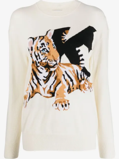 Krizia intarsia-knit tiger jumper