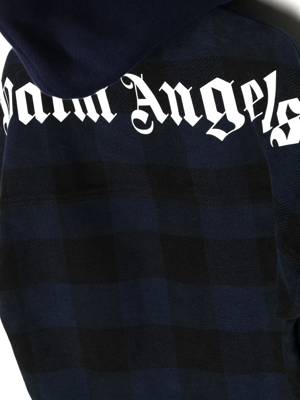 Palm Angels Check-print Hooded Shirt Jacket In Blue