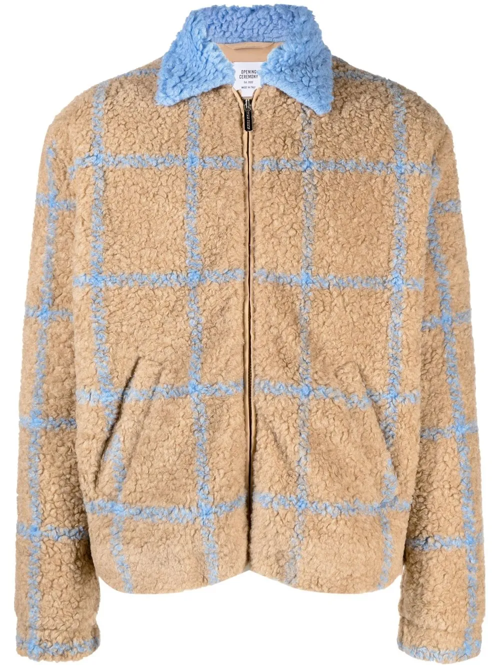 

Opening Ceremony Box Logo faux-shearling jacket - Neutrals