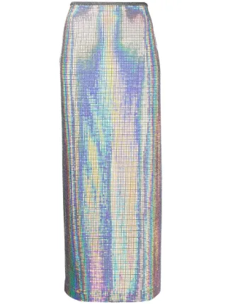 Holographic midi clearance skirt