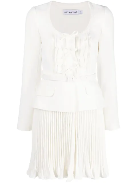 peplum-waist crepe mini dress