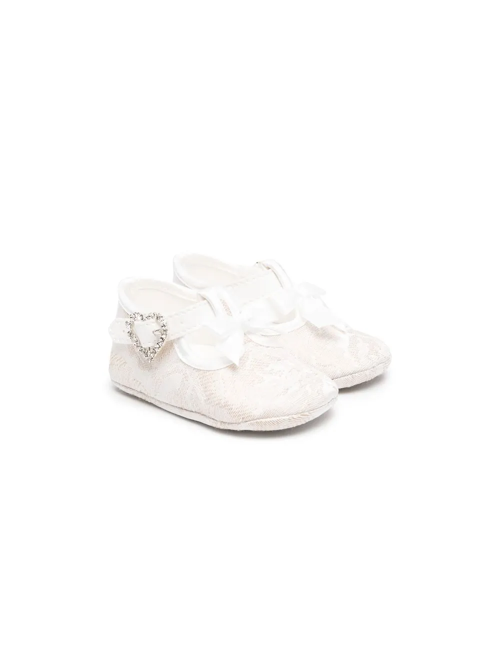 

Monnalisa bow-detail floral-embroidered pre-walkers - Neutrals