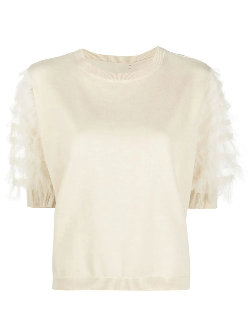 

TWINSET ruffled-sleeves crew neck jumper - Neutrals