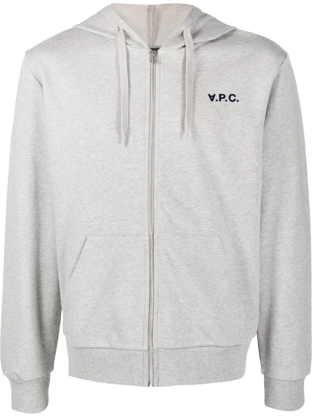 

A.P.C. logo-print zip-fastening hoodie - Grey