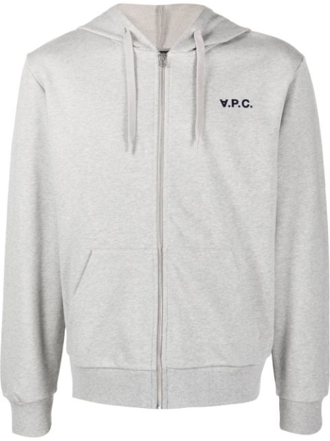 A.P.C. logo-print zip-fastening hoodie
