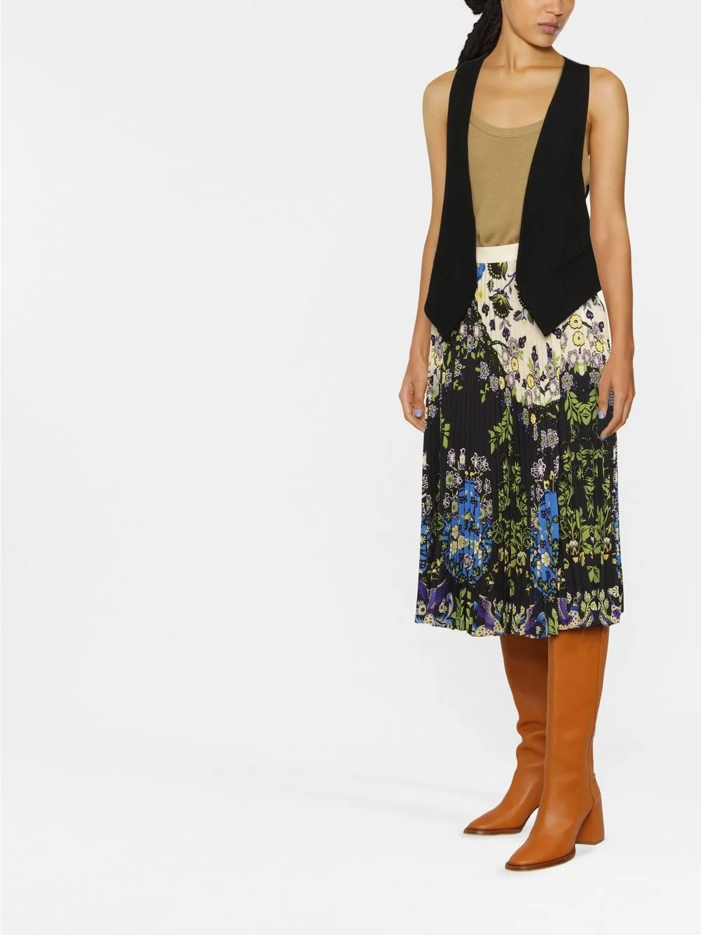 ETRO Plooirok met bloemenprint - Beige