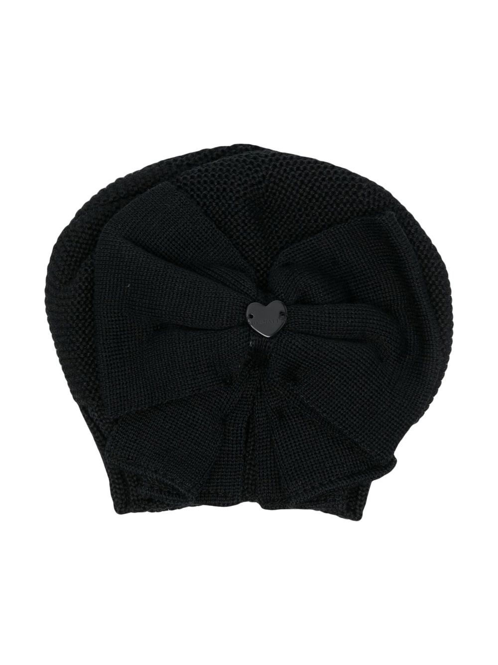 

Monnalisa logo-plaque bow knitted hat - Black