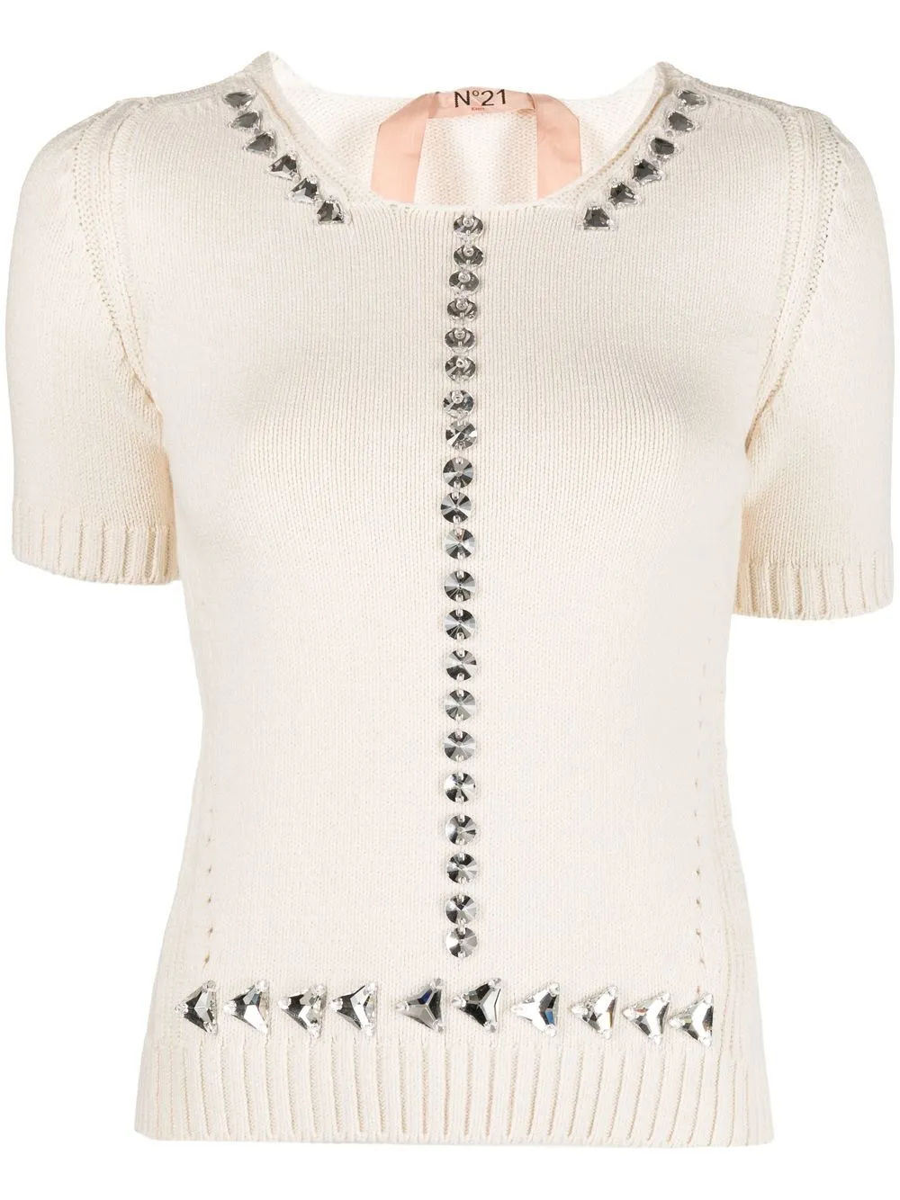 

Nº21 crystal-embellished knitted top - Neutrals