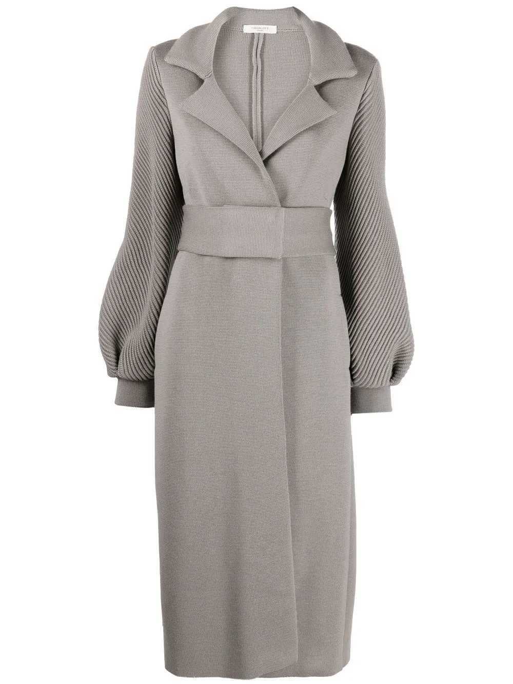 

Charlott ribbed knitted cardi-coat - Grey