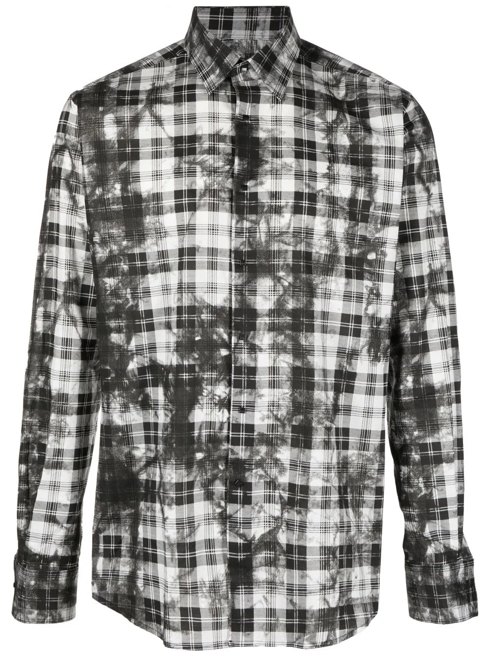 

Karl Lagerfeld tie-dye checked shirt - Black