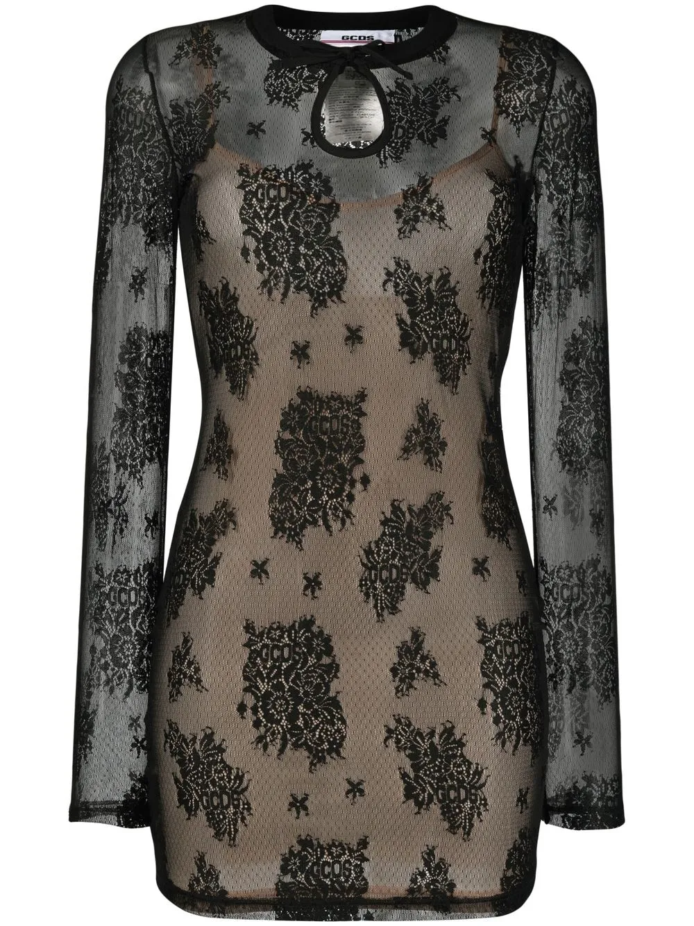 

Gcds vestido manga larga con diseño bordado - Negro