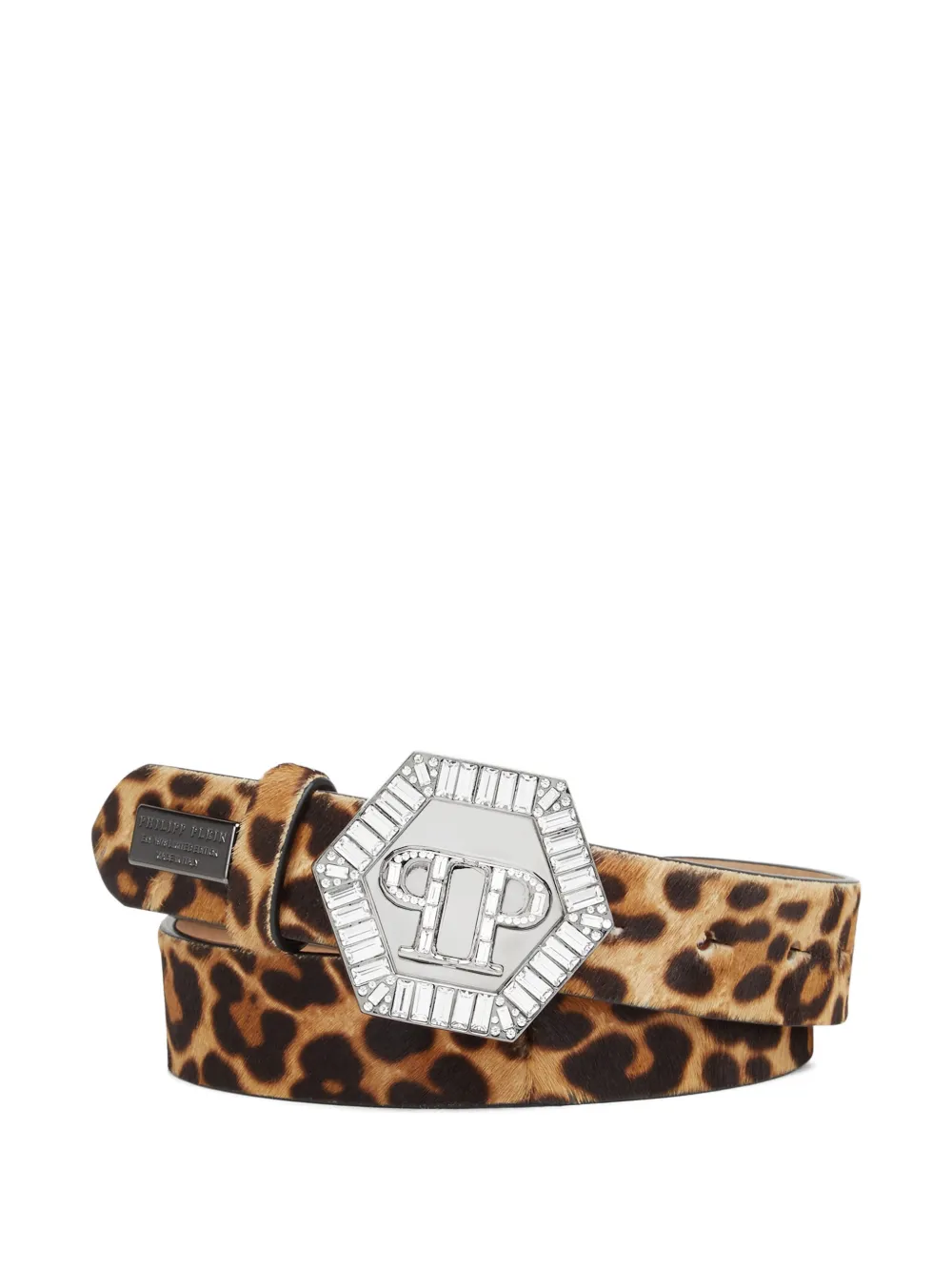 PHILIPP PLEIN Hexagon Gürtel mit Leoparden-Print - Braun