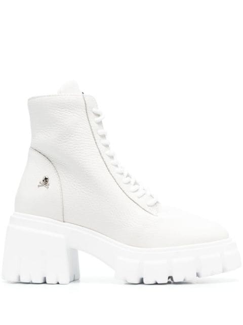 Philipp Plein shearling lined lace-up leather ankle boots