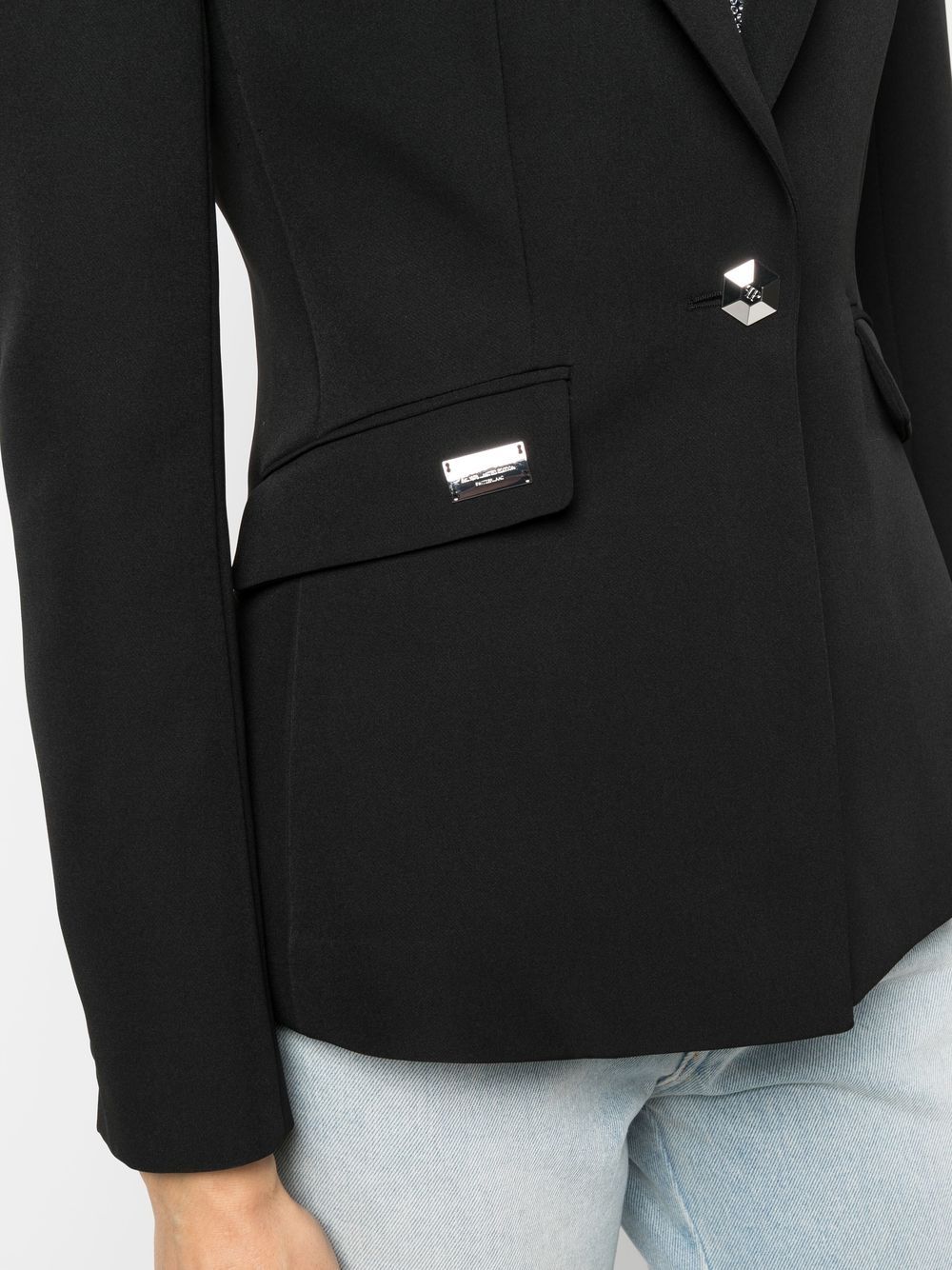 Shop Philipp Plein Rhinestone-logo Single-breasted Blazer In Black
