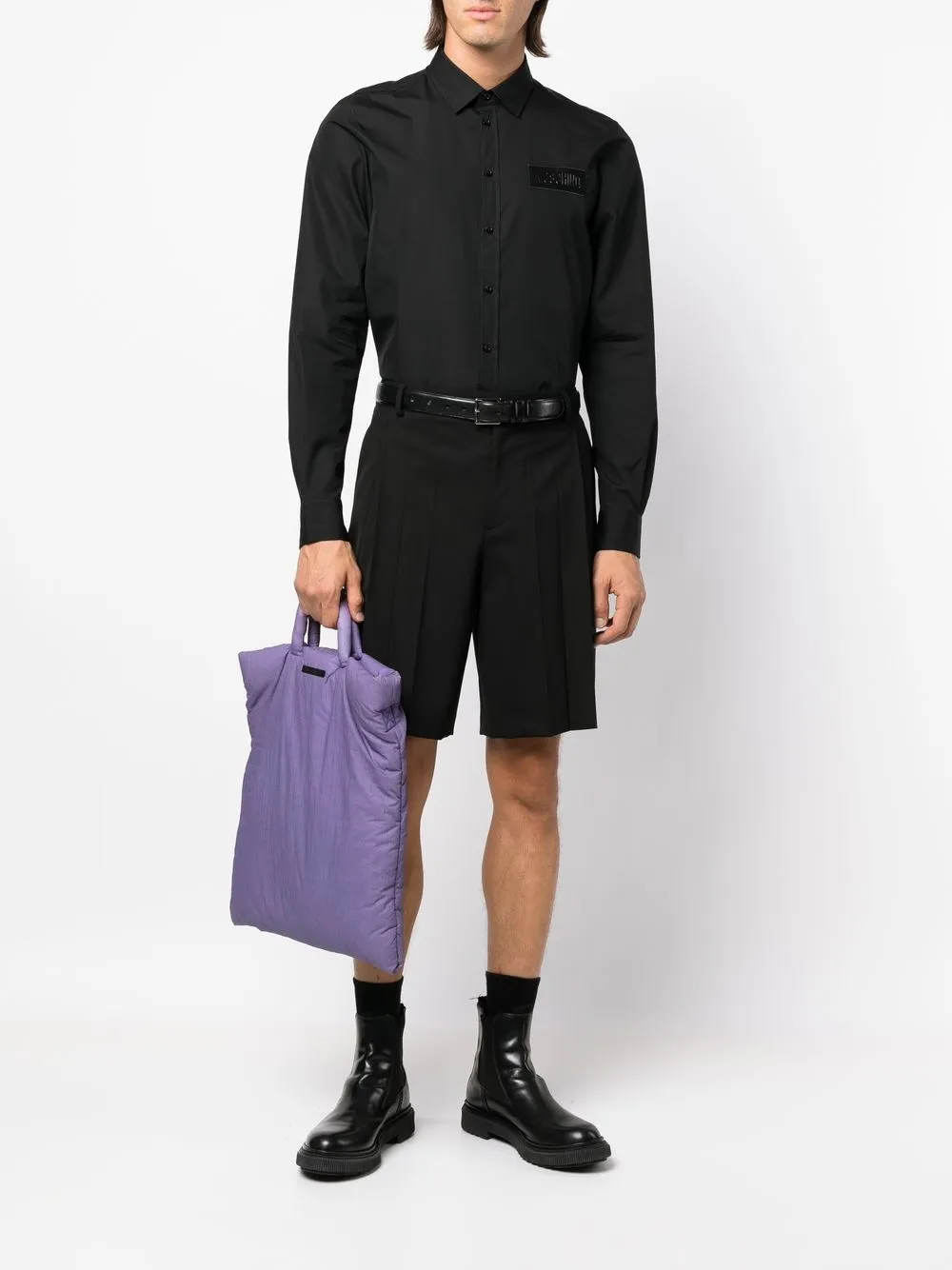 Moschino Overhemd met geborduurd logo - Zwart