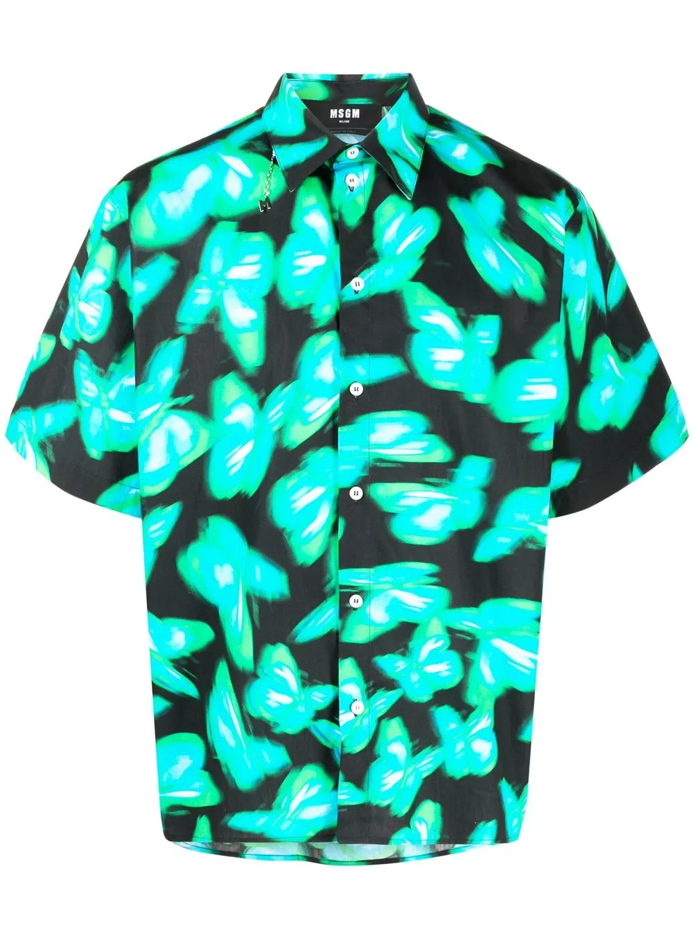 

MSGM abstract-print short-sleeve shirt - Black