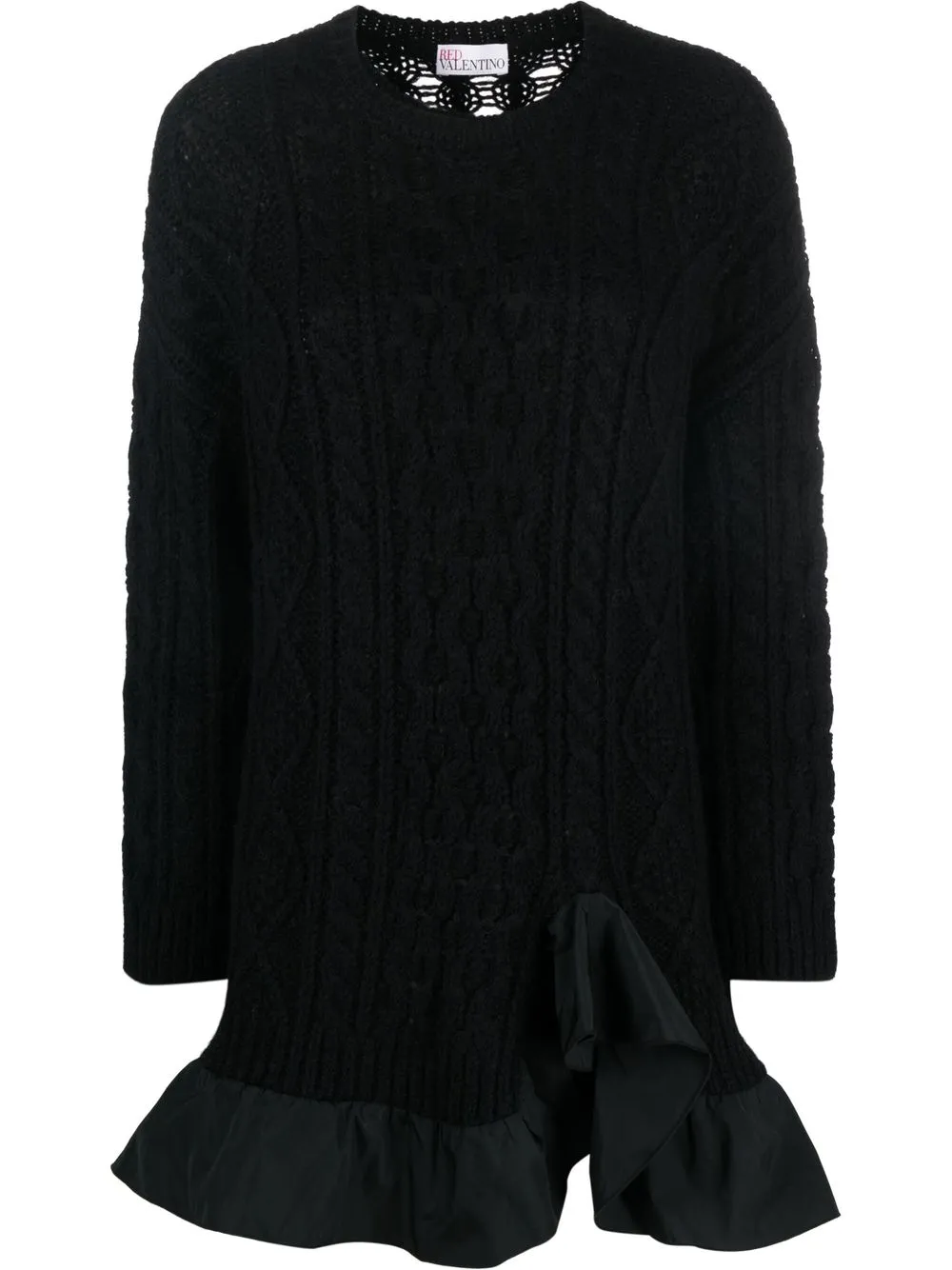 

RED Valentino open-knit peplum-hem jumper - Black