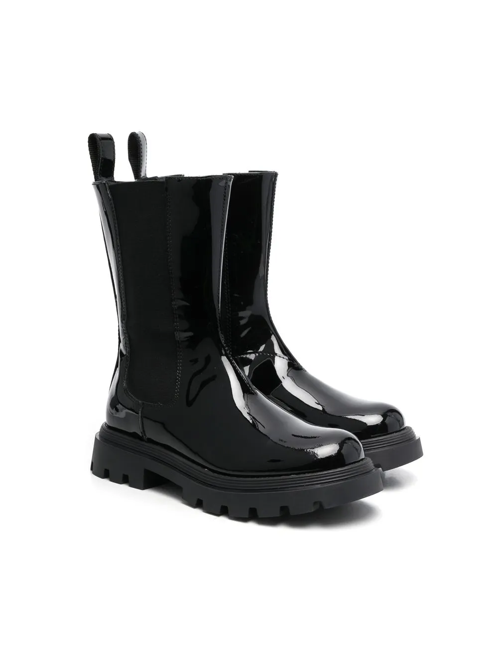 Balmain Kids' Patent Ankle Boots In Black