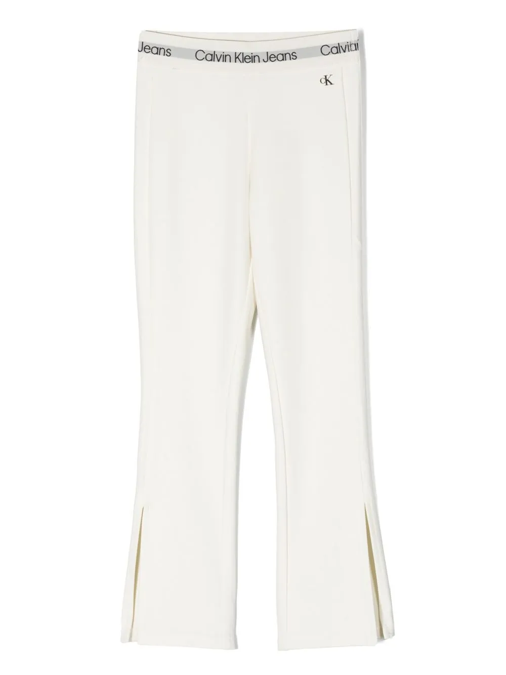 

Calvin Klein Kids pantalones rectos con logo en la pretina - Blanco