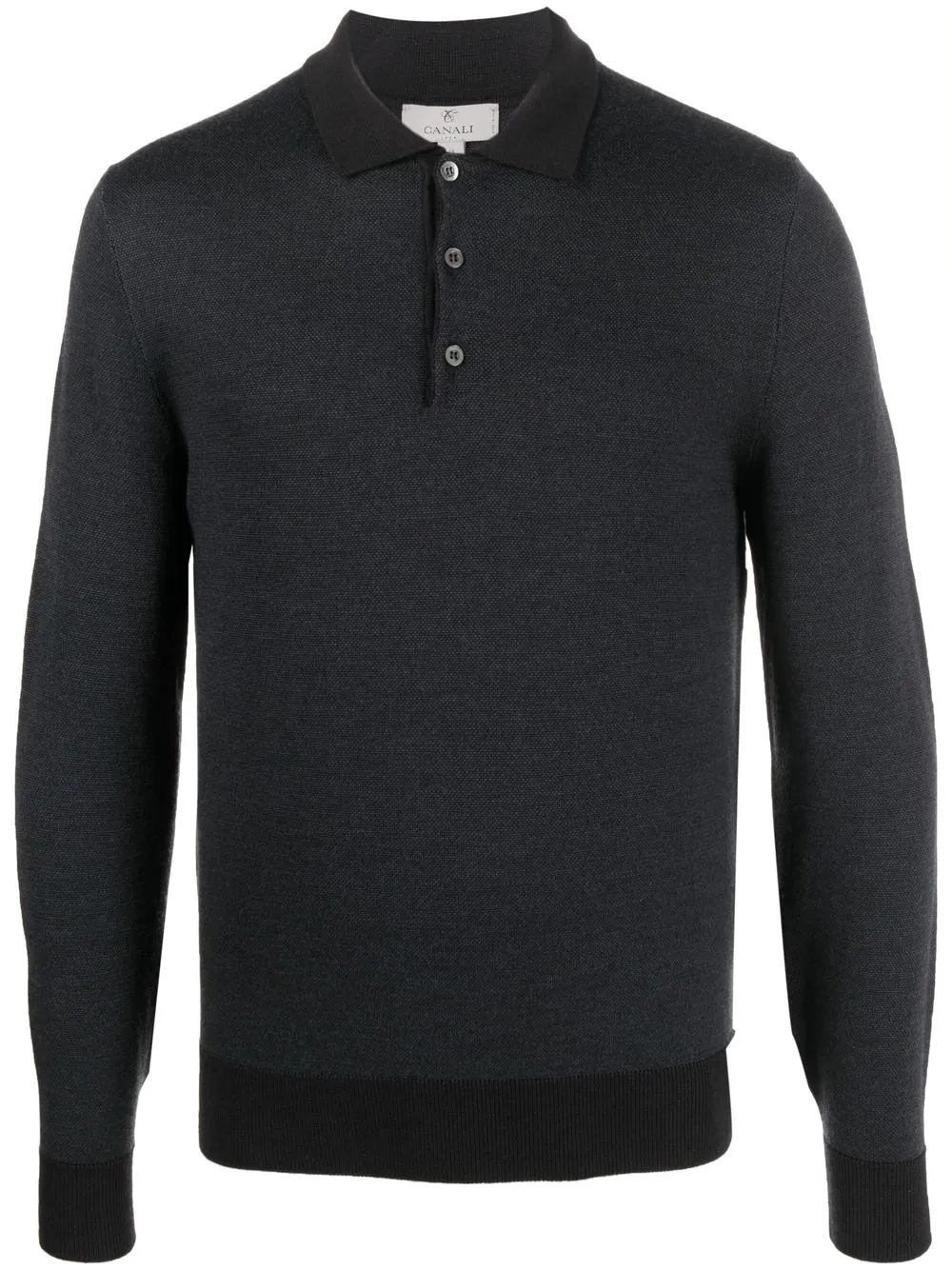 

Canali top tipo polo de tejido fino - Negro