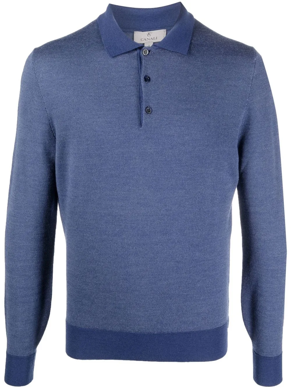 

Canali fine-knit wool polo top - Blue