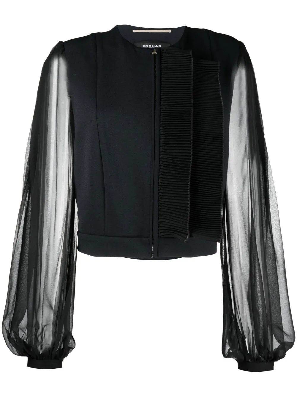 

Rochas blusa con ribete plisado - Negro