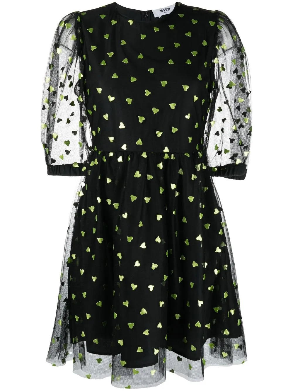 

MSGM vestido con corazones estampados - Negro