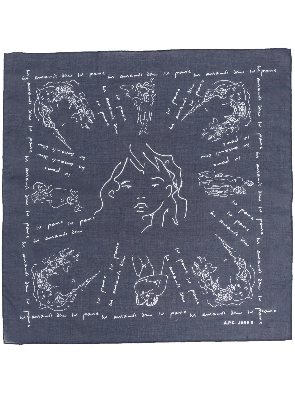 A.P.C. Sjaal met grafische print - Blauw