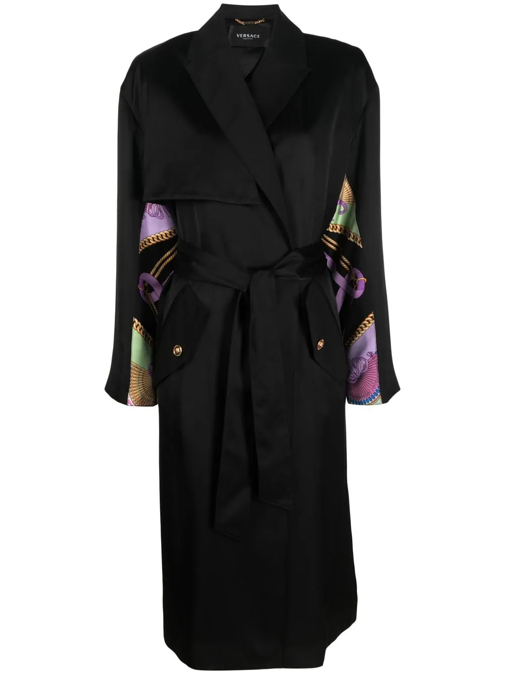 

Versace I Ventagli printed panel trench coat - Black