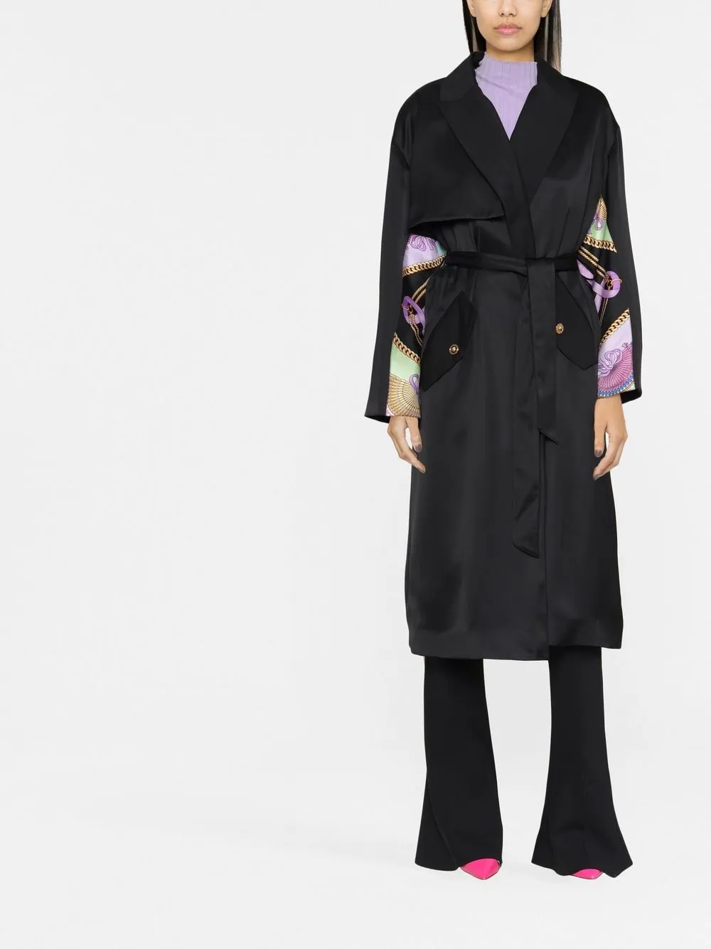 Versace Trenchcoat met print - Zwart