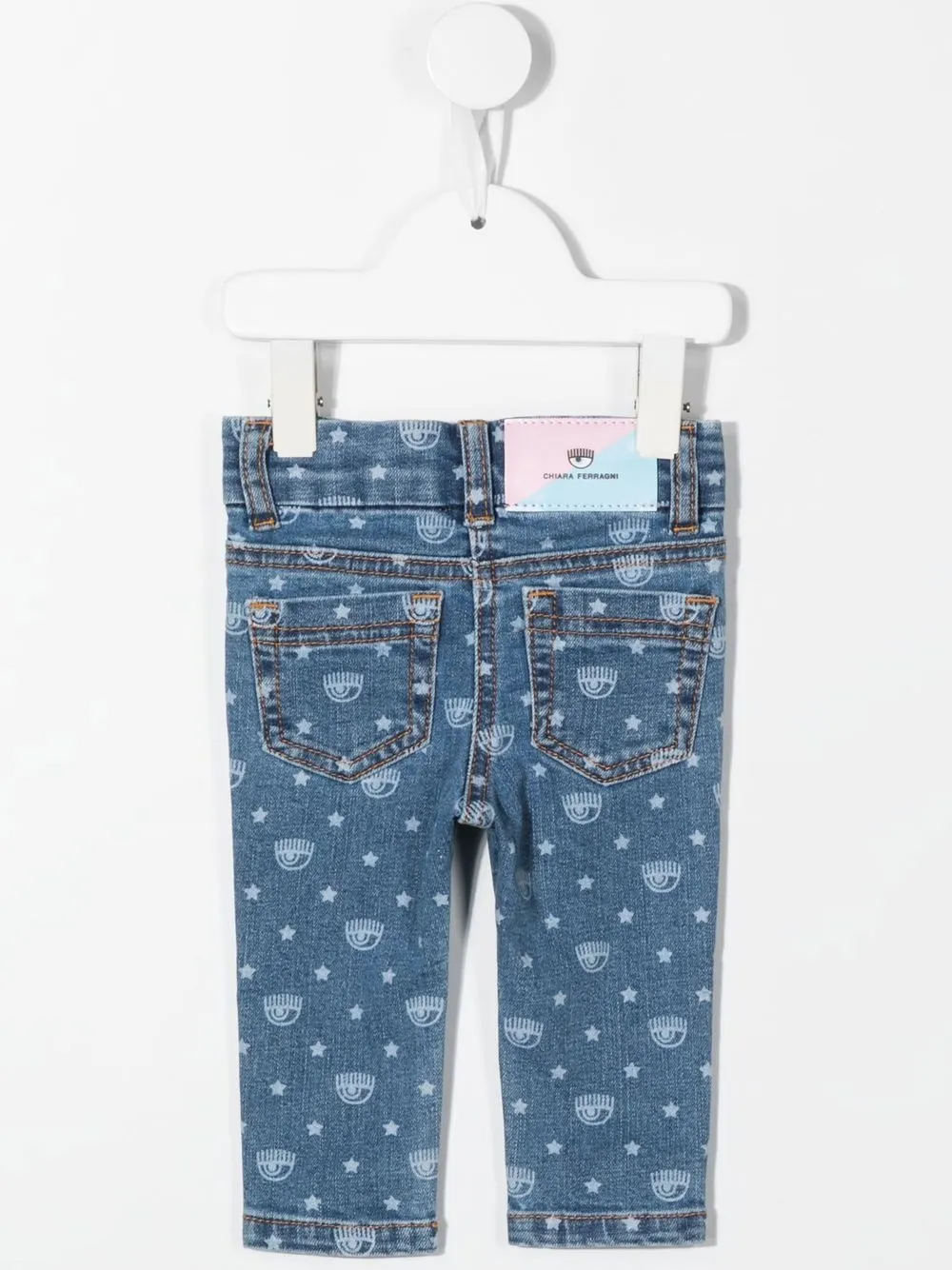 Chiara Ferragni Kids Jeans met oogprint - Blauw