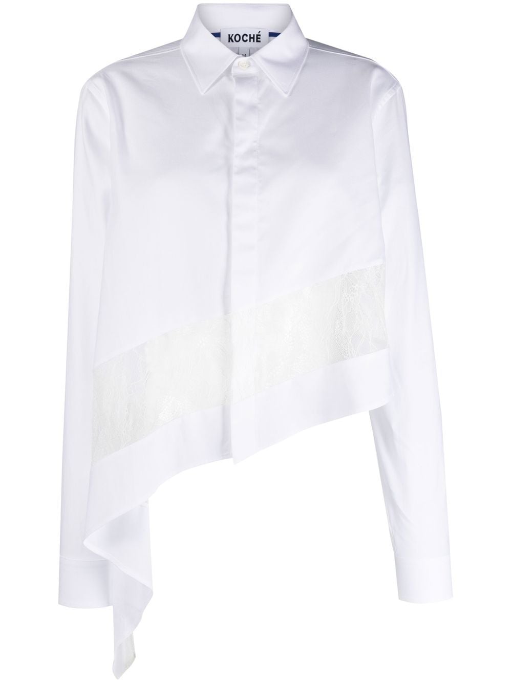 lace-panelled asymmetric shirt