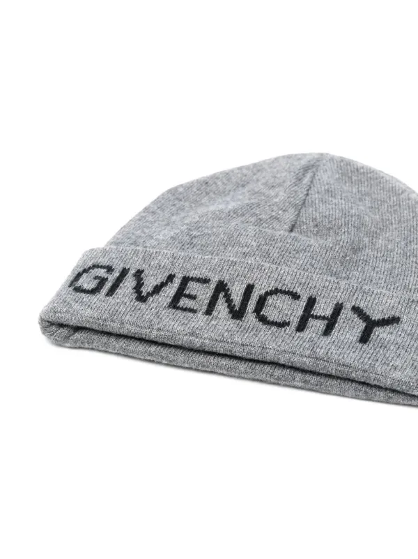 未使用 ジバンシー givencey ニット帽 ビーニー 4Gロゴ グレー-