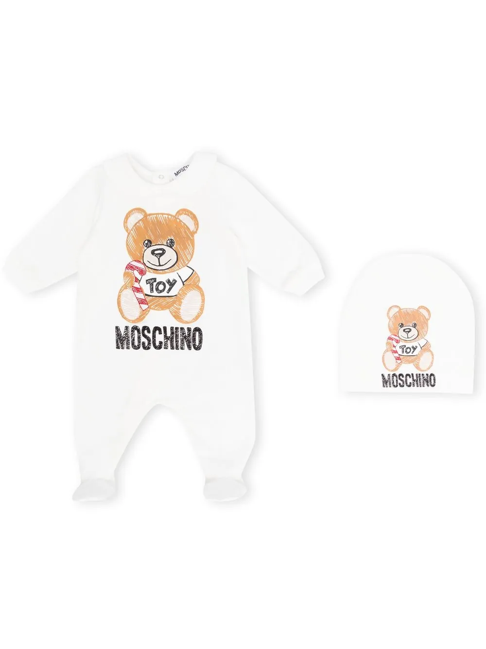 

Moschino Kids Teddy-motif baby grow - White