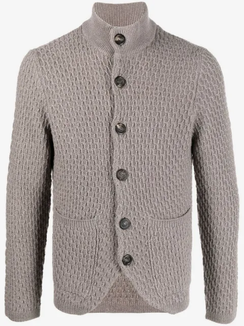 Canali textured-knit merino wool cardigan