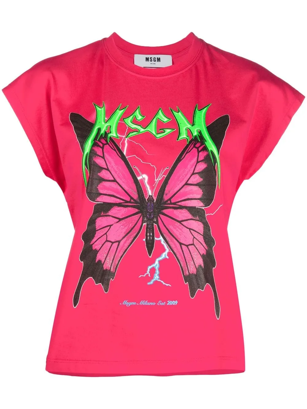 

MSGM graphic-print logo T-shirt - Pink