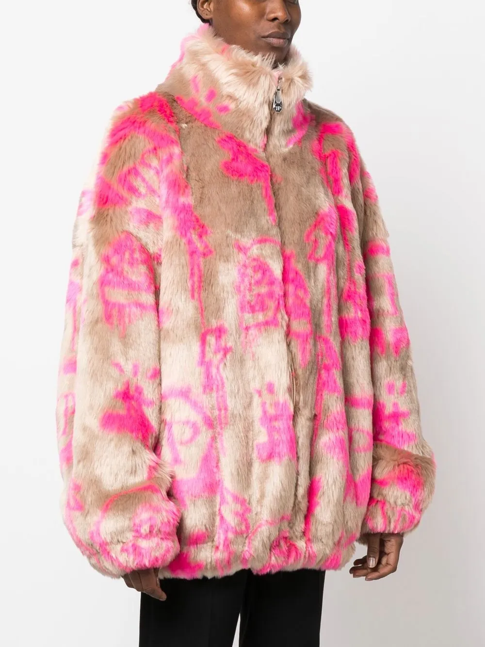 Philipp Plein monogram-print faux fur coat | Coats | Image 3