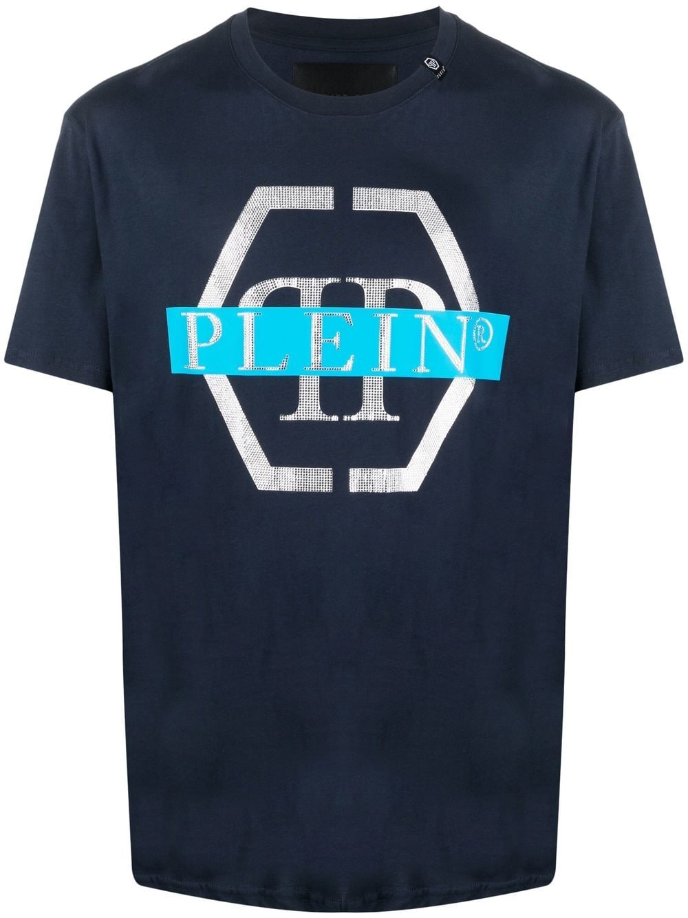 Philipp Plein Haxagon-print Crew-neck T-shirt In Blue