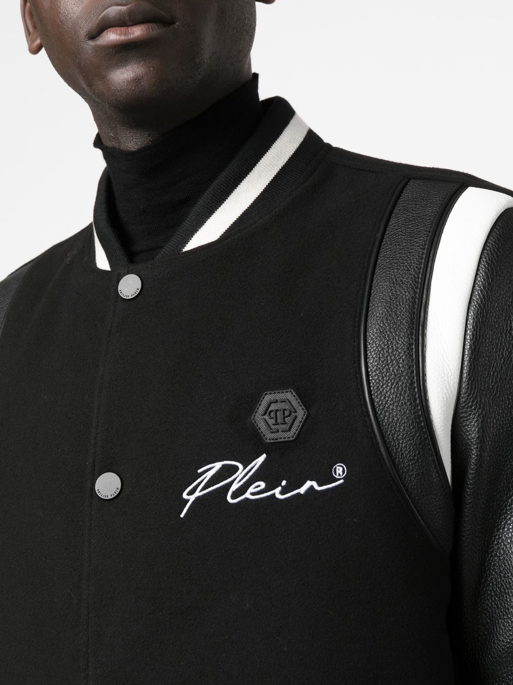 Shop Philipp Plein Logo-print Varsity Jacket In Black