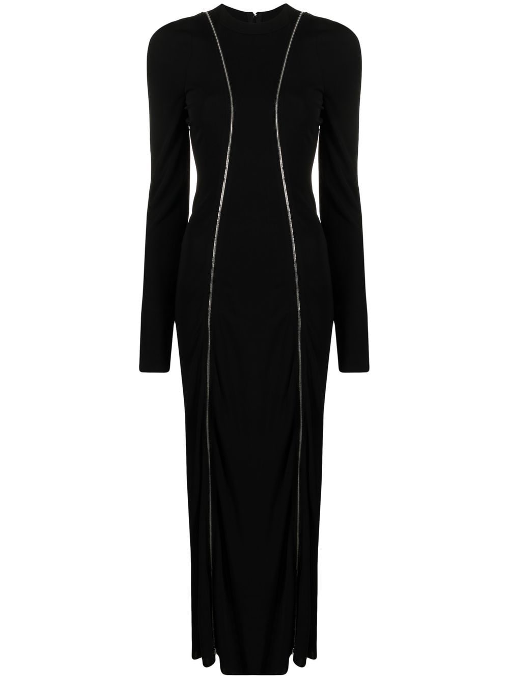 victoria beckham robe longue à liserés contrastants - noir