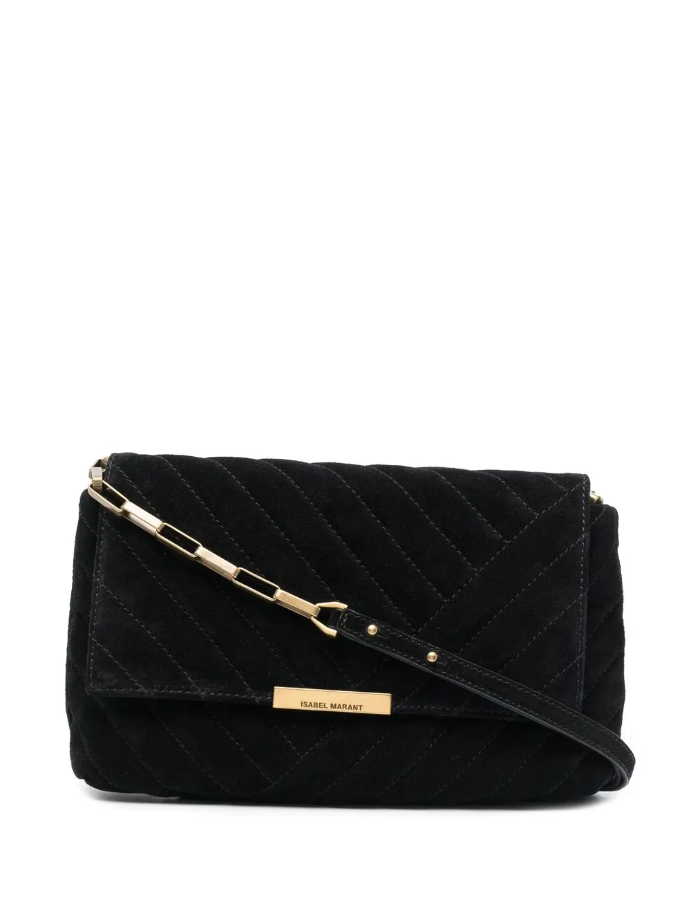 

Isabel Marant engraved-logo suede shoulder bag - Black