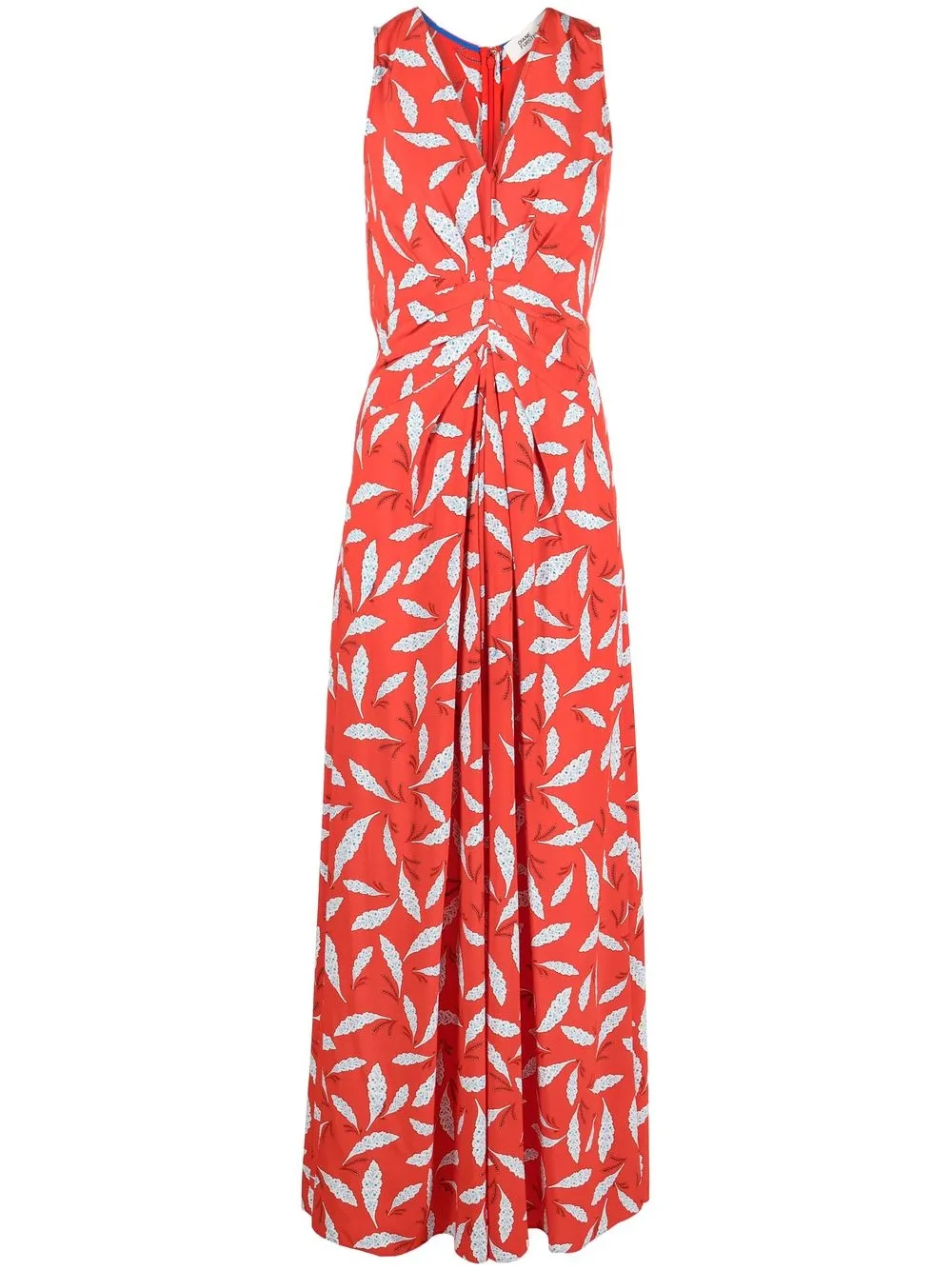 

DVF Diane von Furstenberg leaf-print pleated maxi dress - Red