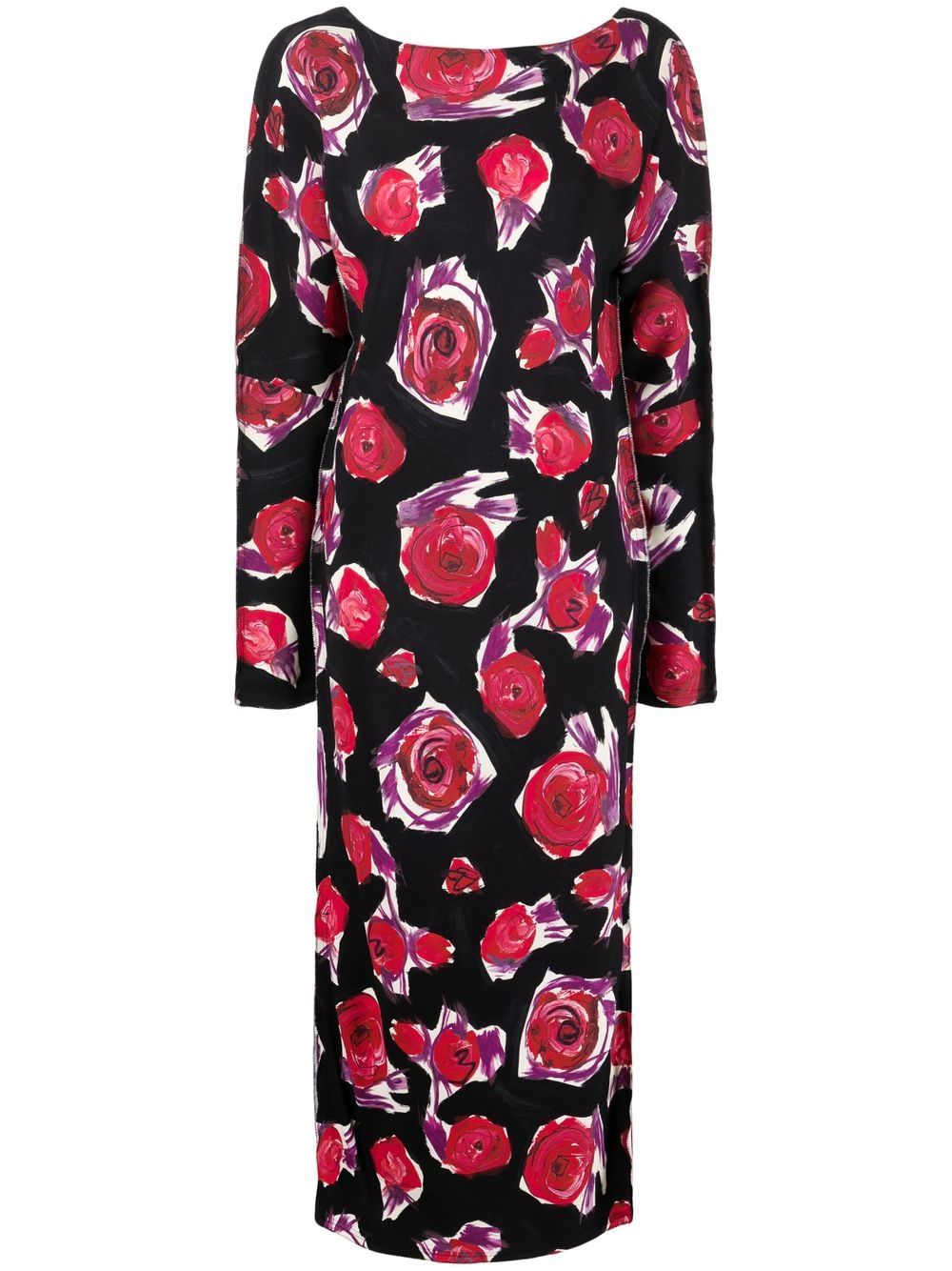 

Marni vestido largo con rosas estampadas - Negro