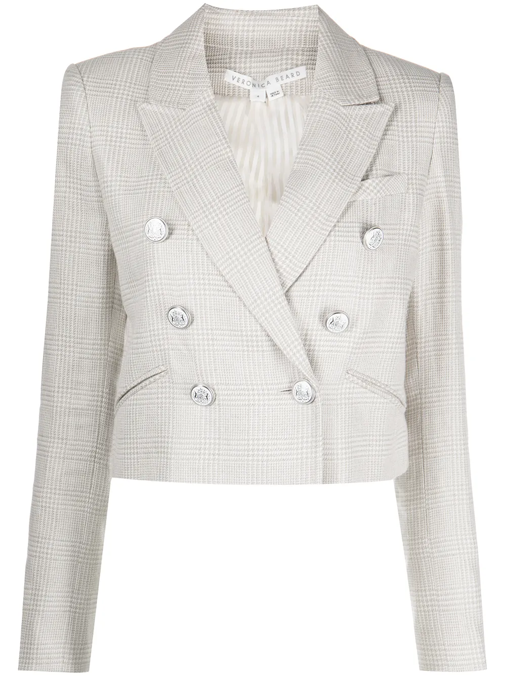 

Veronica Beard Nevis check-pattern cropped jacket - White