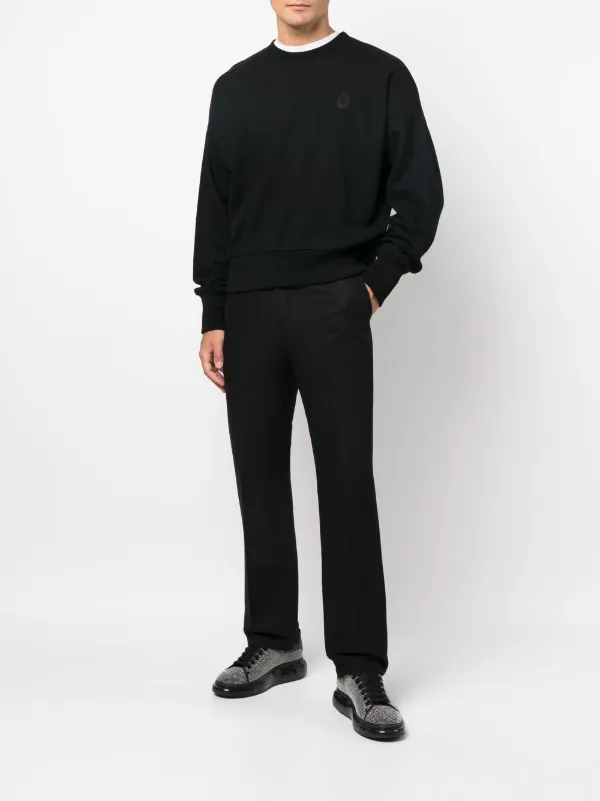 Alexander McQueen logo-patch Wool Sweatshirt | Black | FARFETCH