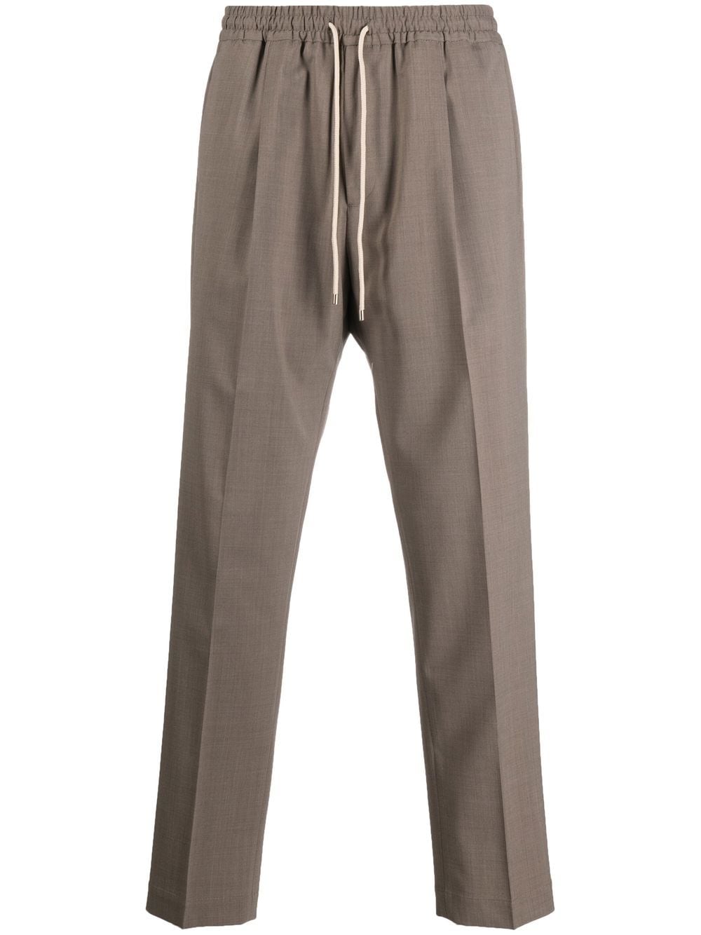 elasticated-waistband long-length trousers